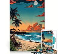 Puzzle "Tramonto sulla spiaggia" da 1000 pezzi per ragazzi, gioco di logica semplice, svago facile, taglio perfetto, regalo di compleanno 38x26cm