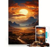 Puzzle "Tramonto sulle montagne" per ragazzi, 1000 pezzi, stimola la memoria, favorisce il gioco lento e piacevole, bordi netti, idea regalo per Natale 38x52cm