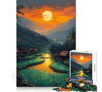 Puzzle "Tramonto sulle risaie" per ragazzi, 1000 pezzi, gioco di logica, divertente e rilassante, con bordi lisci, ideale come regalo di compleanno 38x52cm