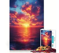 Puzzle "Tramonto sull'oceano con nuvole infuocate" da 1000 pezzi, gioco rilassante per lo sviluppo della mente, taglio di precisione, pezzo da collezione (50x75cm)