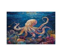 Puzzle trapuntato a forma di polpo oceano per adulti, 1000 pezzi, puzzle stampati in legno costiero, decorazioni con motivo mare subacqueo per feste di intrattenimento