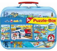 Schmidt - Puzzle 4v1 Doprava contro plechovom kufríku - 100 Pezzi