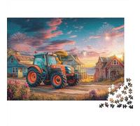 Puzzle Trattore 1000 Pezzi Cartone Spesso | Tramonto Molto Difficile Adulti/Ragazzi 12-18 Anni Scena Costiera Rurale Antistress 38x26cm
