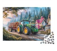 Puzzle Trattore Trasporto Legna 1000 pezzi Materiale riciclabile Paesaggio agricolo Puzzle per anziani Aiuto contro demenza senile Gioco familiare 38x26cm