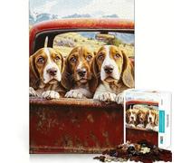 Puzzle "Tre cani nel cassone di un camion" per ragazzi, 1000 pezzi, puro gioco di logica, tranquillo, pulito, decorazione da parete 50x75cm