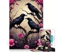 Puzzle "Tre corvi su un roseto" da 1000 pezzi per adulti, gioco di logica e abilità, calma e relax, taglio preciso, regalo affettuoso 38x26cm