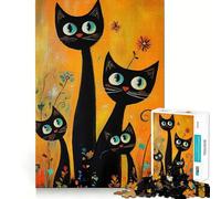 Puzzle "Tre gatti neri in un giardino" per ragazzi, 1000 pezzi, puro gioco di logica, tranquillo, pulito, decorazione da parete 38x26cm