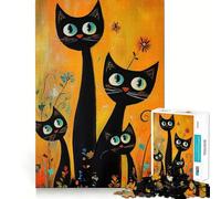 Puzzle "Tre gatti neri in un giardino" per ragazzi, 1000 pezzi, stimola la memoria, divertente e rilassante, con bordi precisi, regalo artistico 38x52cm