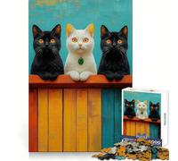 Puzzle "Tre gatti su una staccionata" per adulti, 1000 pezzi, gioco stimolante per la mente, divertente e rilassante, con tagli precisi, decorazione da parete 50x75cm