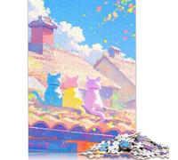 Puzzle "Tre gatti sul tetto", giochi creativi, puzzle di cartone premium per donne e uomini, regalo di compleanno 1000 pezzi (75x50 cm)