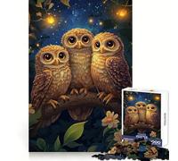 Puzzle Tre gufi nella notte da 1000 pezzi per adolescenti migliora la memoria, rilassante e divertente, con bordi netti, 38x26cm