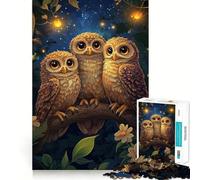 Puzzle "Tre gufi nella notte" per ragazzi, 1000 pezzi, stimola la memoria, ideale per il tempo libero, con bordi puliti, un regalo perfetto 50x75cm
