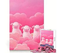 Puzzle "Tre pecore tra nuvole rosa" per ragazzi, 1000 pezzi, stimola la memoria, ideale per il tempo libero, con bordi puliti e un bel regalo 38x26cm