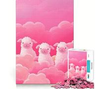 Puzzle "Tre pecore tra nuvole rosa" per ragazzi, 1000 pezzi, stimola la memoria, ideale per il tempo libero, con bordi puliti e un bel regalo 38x26cm