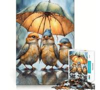 Puzzle "Tre uccelli sotto l'ombrello" per adulti, 1000 pezzi, gioco intelligente per rafforzare i legami familiari, taglio preciso, regalo stagionale 38x52cm