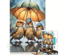 Puzzle Tre uccelli sotto l'ombrello per ragazzi, 1000 pezzi, per migliorare la memoria, per la casa e il tempo libero, con bordi precisi, 50x75cm