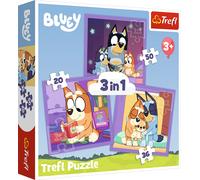 Trefl, Scopri Bluey 3 in 1, 3 puzzle, da 20 a 50 pezzi-Vari livelli di difficoltà, divertimento per bambini dai 3 anni in su, Multicolore, 34895