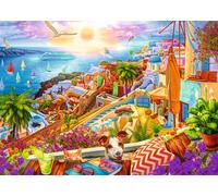 Puzzle TREFL Premium Plus Tea Time - visita a Santorini, 1000 pezzi