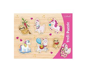 PUZZLE TREFL Unicorni, Lama e Bradipi - 6 Pezzi in Legno per Bambini 3+
