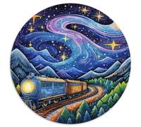 Puzzle treno 1000 pezzi natura rotonda puzzle gioco di intelligenza decorazione della parete per famiglia esigente, fai da te, decorazione della parete, regali 1000 pezzi (67,5 x 67,5 cm)