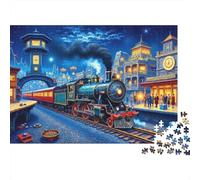 Puzzle Treno a Vapore 1000 pezzi carta riciclata città fantastica anziani gioco educativo decompressione aiuto demenza senile 70x50cm