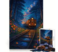 Puzzle "Treno attraverso una foresta incantata di fiori" per ragazzi, 1000 pezzi, esercizio mentale, rilassante, taglio di precisione, regalo festivo (50x75cm)