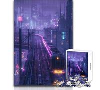 Puzzle "Treno Città Viola" 1000 pezzi, gioco divertente per lo sviluppo cognitivo, regalo speciale per una celebrazione premurosa, dimensioni 38x26cm