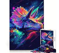 Puzzle Triceratopo Neon per Adolescenti, 1000 Pezzi, Giocattolo per Allenare la Mente, Rilassante, Immagine da Assemblare, Una Calda Sorpresa (50x75cm)