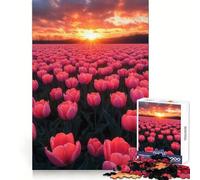 Puzzle "Tulipani rosa al tramonto" per adolescenti, 1000 pezzi, gioco per allenare la mente, design rilassante, assemblaggio, sorpresa di Natale (38x26cm)