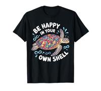 Puzzle Turtle Be Happy in Your Own Shell Autismo Consapevolezza Maglietta