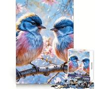 Puzzle "Uccelli azzurri su un ramo" da 1000 pezzi per ragazzi, rompicapo, svago e divertimento, con chiusura a scatto, regalo festivo (38x26cm)