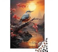 Puzzle Uccello Blu Acque Lunari, 1000 pezzi carta riciclata adulti, gioco educativo stimolante idea regalo 70x50cm/1000pcs