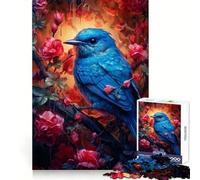 Puzzle "Uccello Blu e Rosa Rossa" da 1000 pezzi per adulti, esercizio mentale, dolce coinvolgimento, incastro perfetto, caldo regalo di Natale (50x75cm)