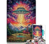 Puzzle UFO in vetro colorato per adulti e adolescenti, puzzle, giocattoli, giochi educativi, antistress, adatti per la decorazione della scrivania, 50x75cm