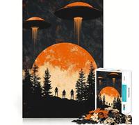 Puzzle "UFO sopra la foresta" da 1000 pezzi,divertente gioco con tecnologia di taglio laser avanzata,giocattolo per interni ed vacanze (50x75cm)