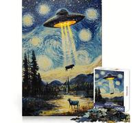 Puzzle UFO sopra una notte stellata per ragazzi, 1000 pezzi, stimolante per la mente, ideale per il relax e le vacanze (38x52cm)