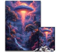 Puzzle UFO tra le nuvole di montagna, 1000 pezzi per adulti, puzzle per adulti, attività per famiglie, decorazioni fai da te per la casa, regalo di Natale, 26X38CM/10,23x14,96 pollici.