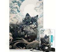 Puzzle Ukiyo E Cat per adulti,1000 pezzi,gioco di concentrazione,taglio di precisione,bordi lisci,divertente sfida per i momenti di attesa (50x75cm)