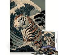 Puzzle Ukiyo E con tigre, Giappone, Cina, 1000 pezzi per ragazzi, gioco di abilità mentale, divertimento casual, design, assemblaggio, regalo elegante 38x52cm