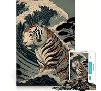 Puzzle Ukiyo E con tigre, Giappone, Cina, 1000 pezzi per ragazzi, gioco di abilità mentale, divertimento casual, design, assemblaggio, regalo elegante 38x52cm