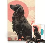 Puzzle Ukiyo E Flat Coated Dog da 1000 pezzi,gioco di concentrazione,tecnica di taglio professionale,hobby affascinante per i momenti di svago (38x26cm)
