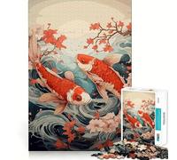 Puzzle Ukiyo E Koi per ragazzi,1000 pezzi,stimolante per la mente,divertente,con componenti robusti e ben definiti,un'attività di gruppo emozionante (38x52cm)