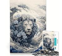 Puzzle Ukiyo E Lion da 1000 pezzi,divertente da giocare,senza sbavature,con pezzi ben tagliati,portatile,ideale per i viaggi (38x52cm)