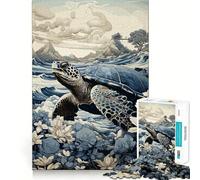 Puzzle Ukiyo E Tartaruga da 1000 pezzi,gioco di concentrazione mentale,design a incastro preciso,sfida interattiva per il cervello per la casa (38x26cm)