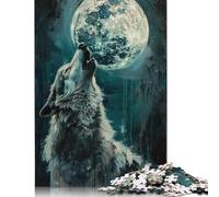 Puzzle Ululando il lupo nella notte di luna con immagini personalizzabili, 100% cartone riciclato, per adulti e adolescenti, 1000 pezzi (26x38 cm)