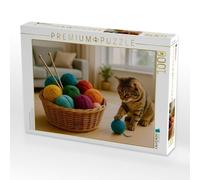 puzzle: un gatto gioca con la lana | Quando la creatività incontra la curiosità · 1000 pezzi · Dimensioni da disteso 64 × 48 cm · Puzzle CALVENDO