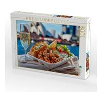 Puzzle, un punto di attrazione: gamberetti grigliati con pane all'aglio e | 1000 pezzi. Dimensioni da aperto: 64 x 48 cm. Puzzle CALVENDO