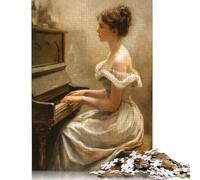 Puzzle "Una serenata al pianoforte", puzzle rettangolare di carta ad incastro preciso, per bambini e bambine, regali di Natale 1000 pezzi (38x26 cm)