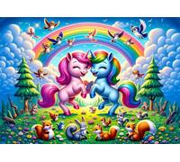Puzzle Unicorni con arcobaleno 25 pezzi