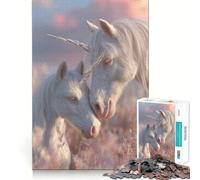 Puzzle "Unicorni in un prato dai colori pastello" da 1000 pezzi,gioco creativo per sviluppare le capacità cognitive,componenti robusti e facili da tagliare,ideale da portare in viaggio,gioco